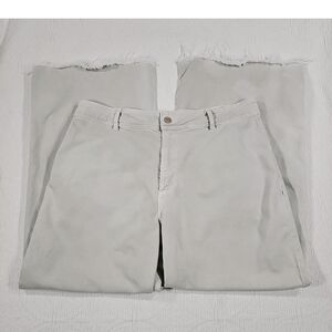 MNG Mango Catherine Ecru High Waist Wide Leg Raw Hem Jeans Womens Extra Distress